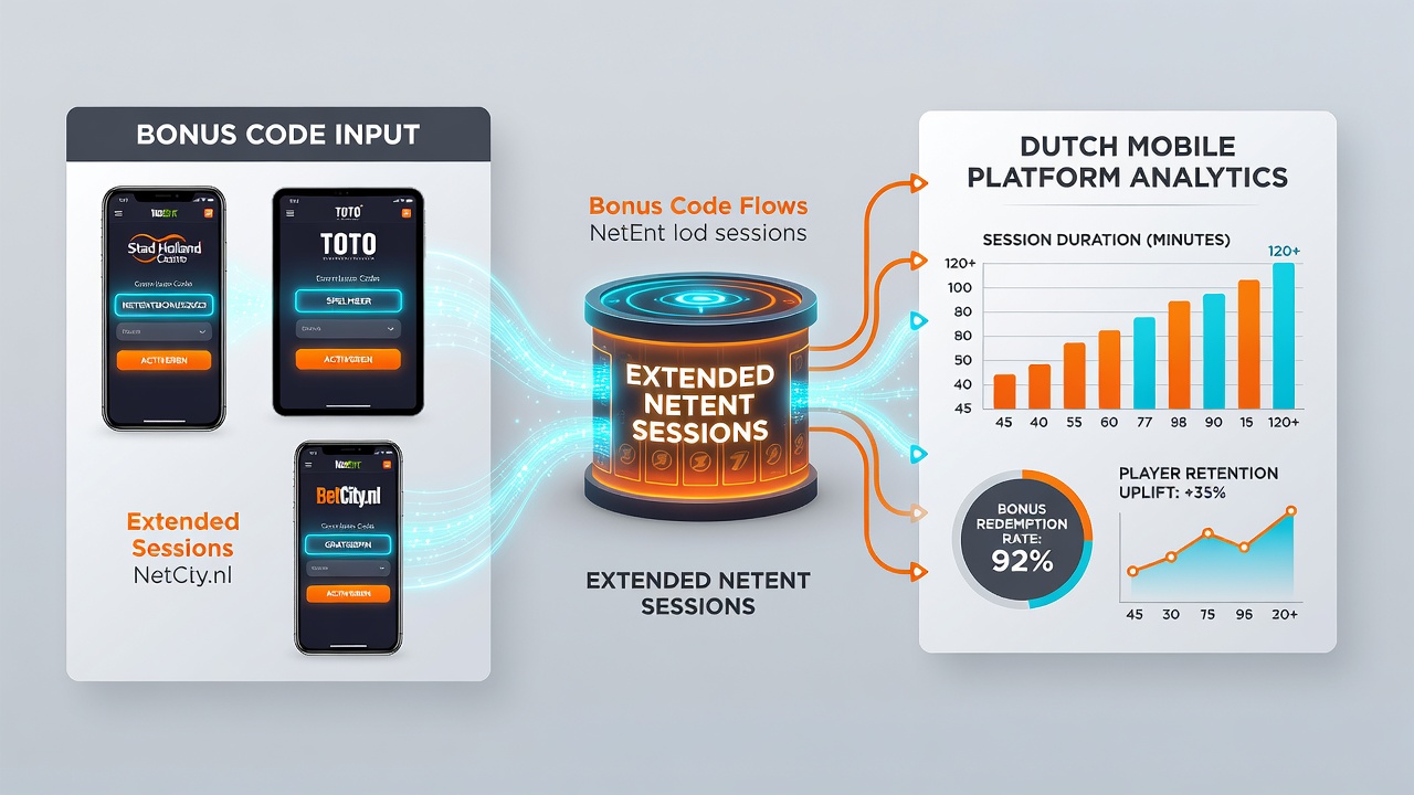 Grafieken en voorbeelden van data stromen bij bonus codes voor NetEnt mobiele sessies in Nederland