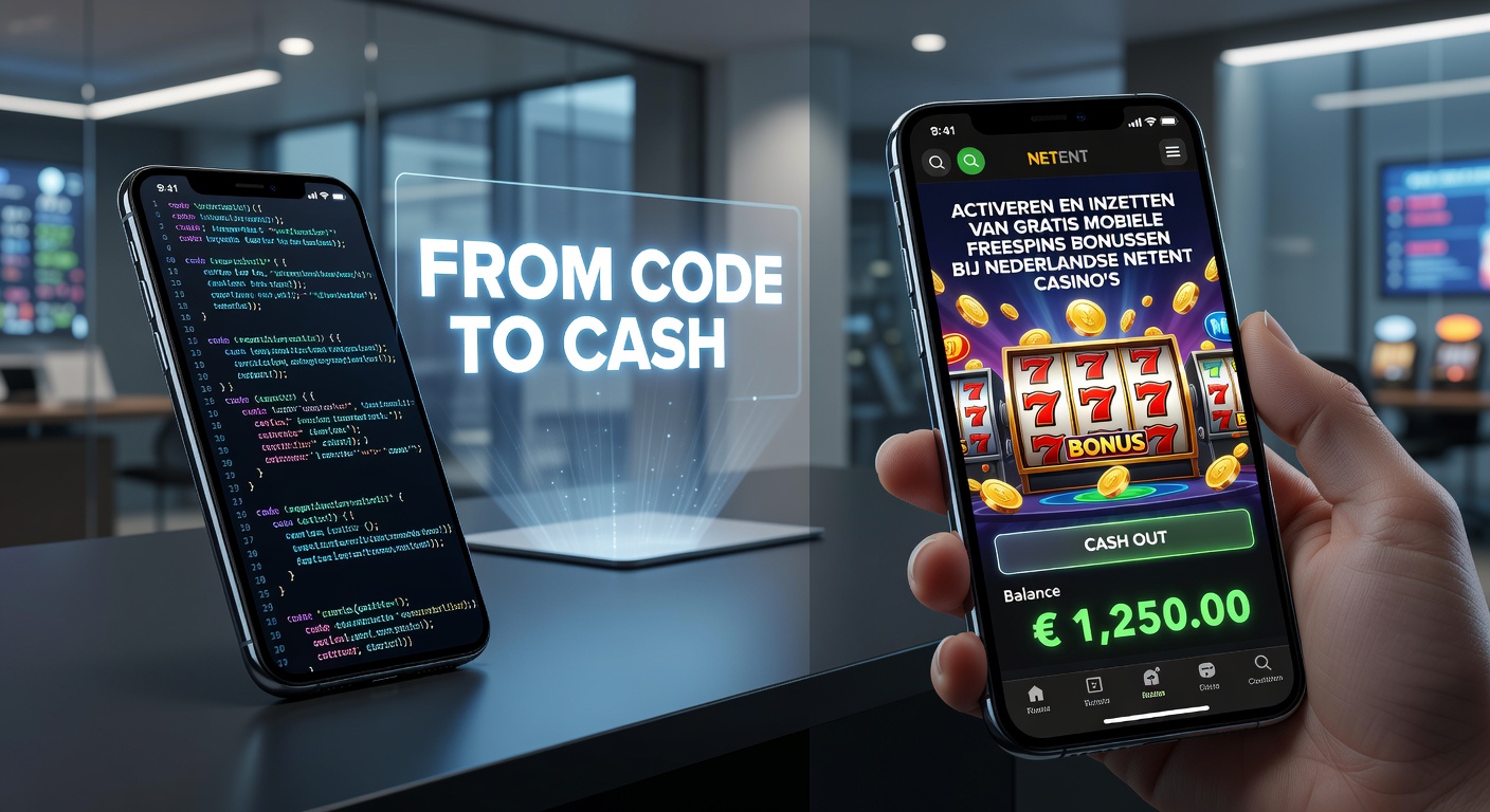 Smartphone met NetEnt slot en free spins bonuscode op scherm van Nederlands casino
